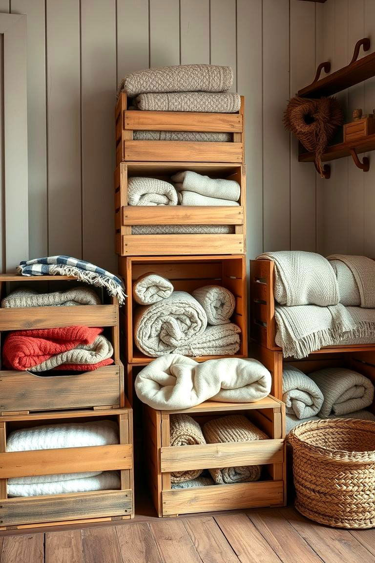 Wooden Crate Storage - 24 Blanket Storage Ideas