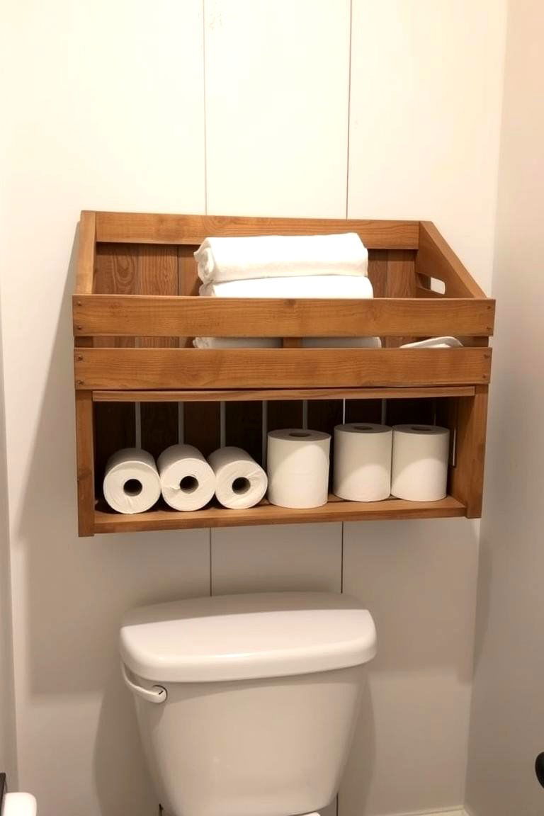 Wooden Crates as Shelves - 24 Over Toilet Storage Ideas
