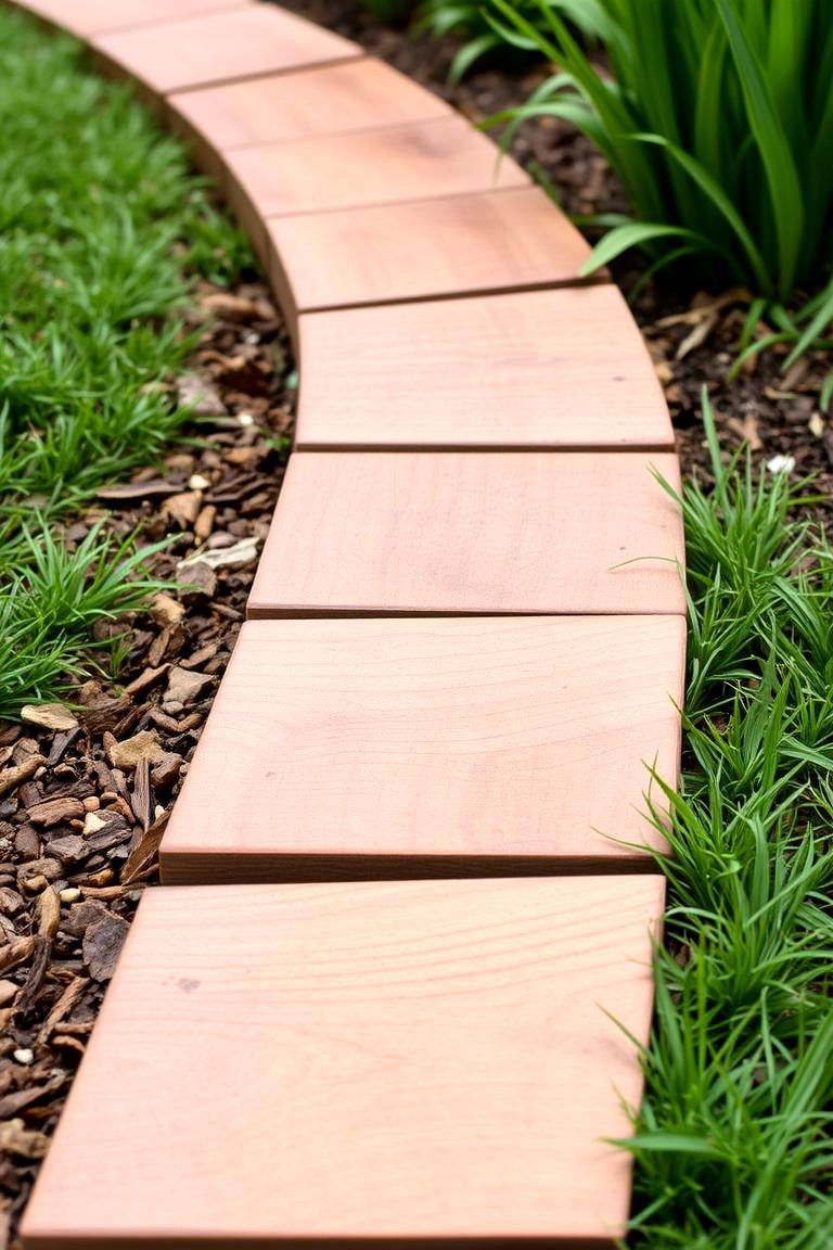 Wooden Edging for a Warm Natural Feel - 24 Mulch Edging Ideas