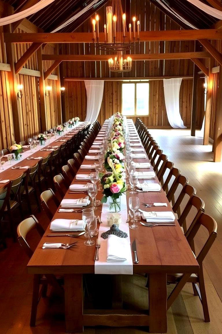Wooden Farm Tables for Dining - 24 Barn Wedding Ideas
