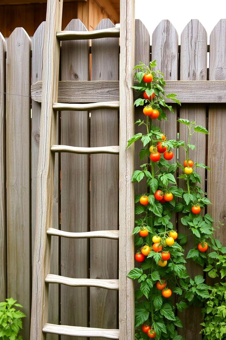 Wooden Ladder Trellis - 24 Tomato Trellis Ideas