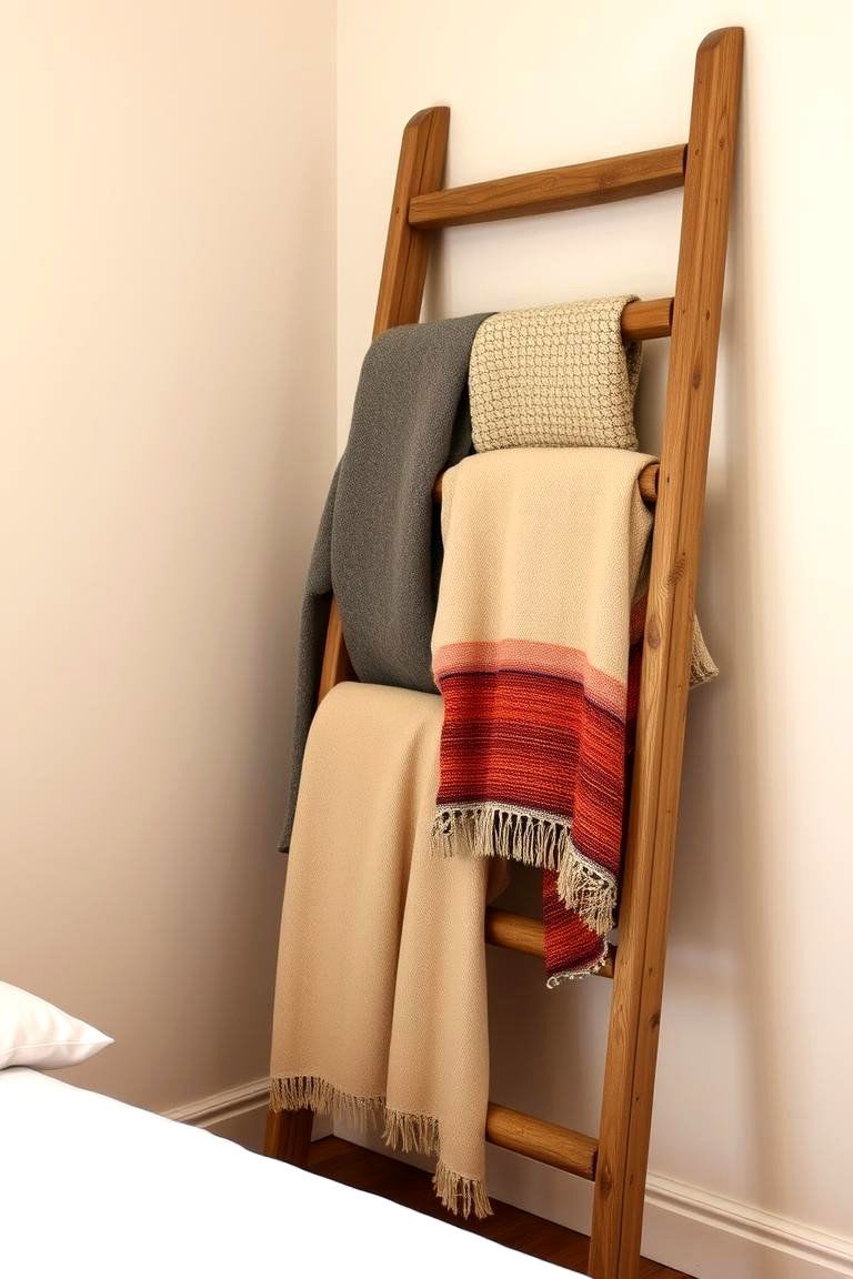 Wooden Ladder as a Blanket Rack - 24 Rustic Decor Ideas
