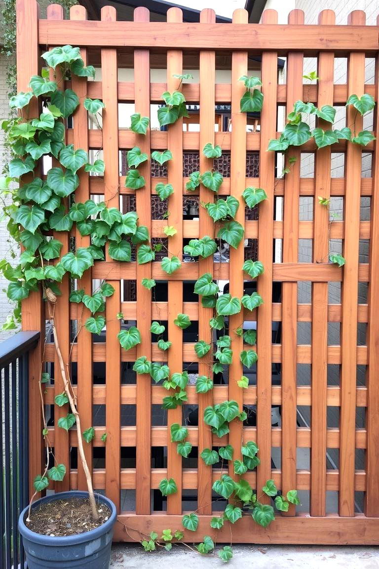Wooden Lattice Panels - 24 Balcony Privacy Ideas