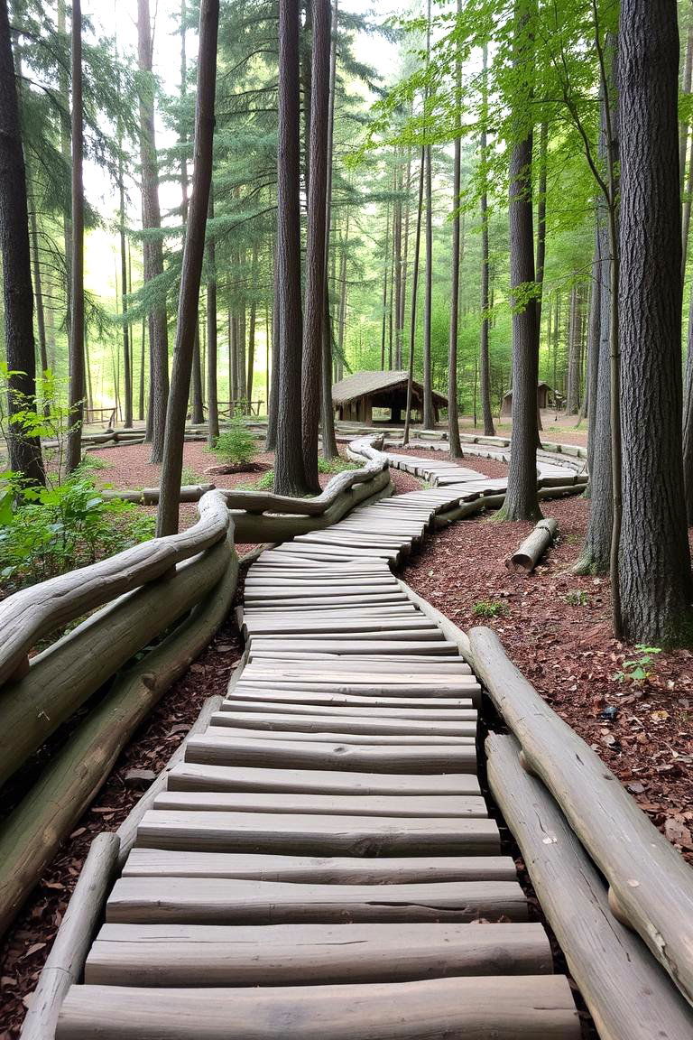 Wooden Log Paths for an Earthy Feel - 24 Natural Walkway Ideas
