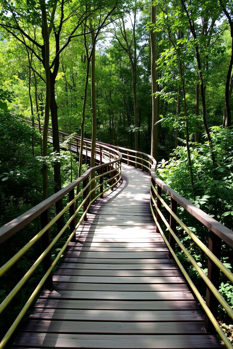 Wooden Plank Elevated Walkway in a Forest - 24 Elevated Walkway Ideas