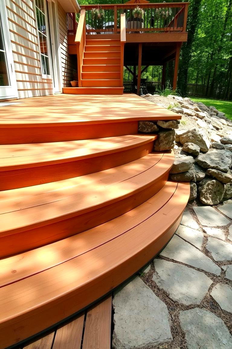 Wooden Plank Steps - 24 Patio Steps Ideas