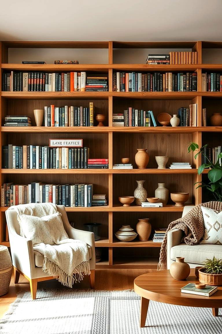 Wooden Shelves for Natural Warmth - 24 Living Room Shelf Ideas
