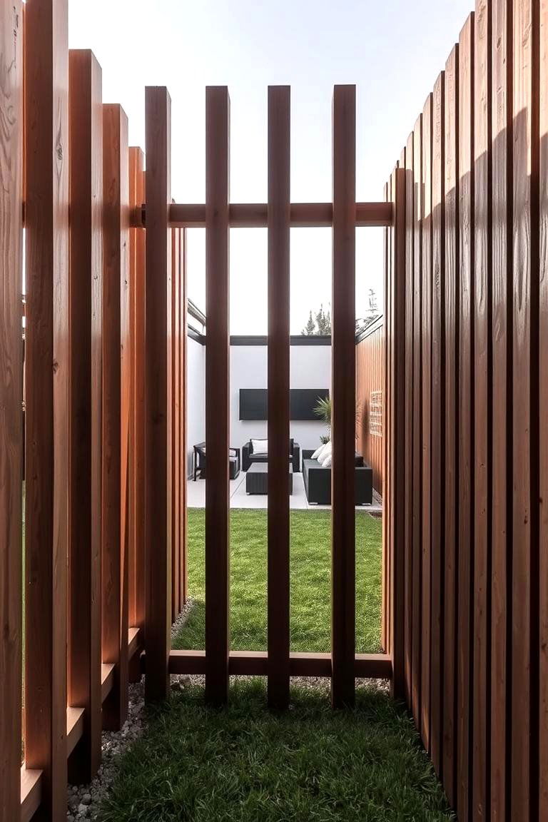 Wooden Slat Fences - 24 Backyard Privacy Ideas