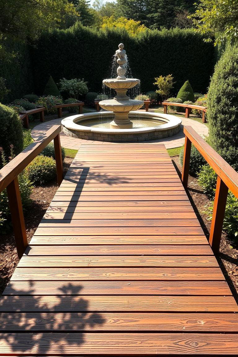 Wooden Walkway Leading to a Feature - 24 Wooden Walkway Ideas