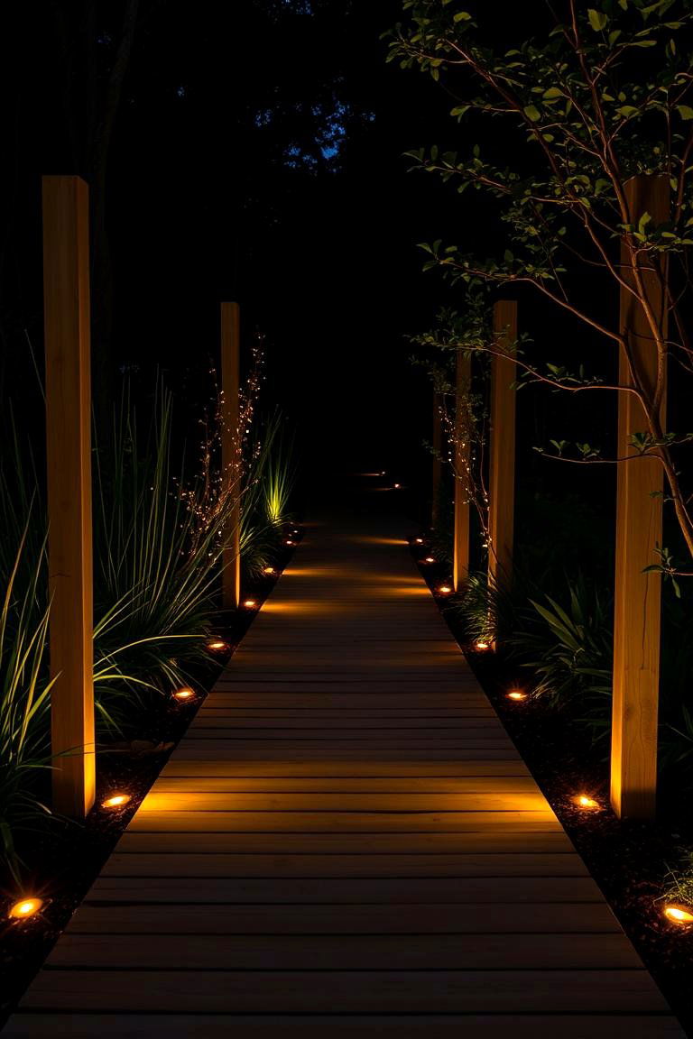 Wooden Walkway with Built in Lighting - 24 Wooden Walkway Ideas