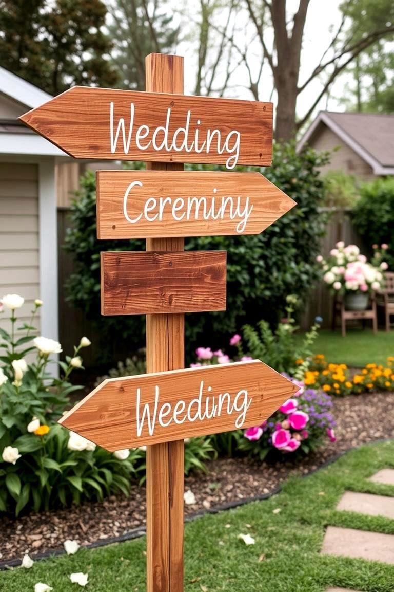 Wooden Wedding Signs - 24 Backyard Wedding Ideas
