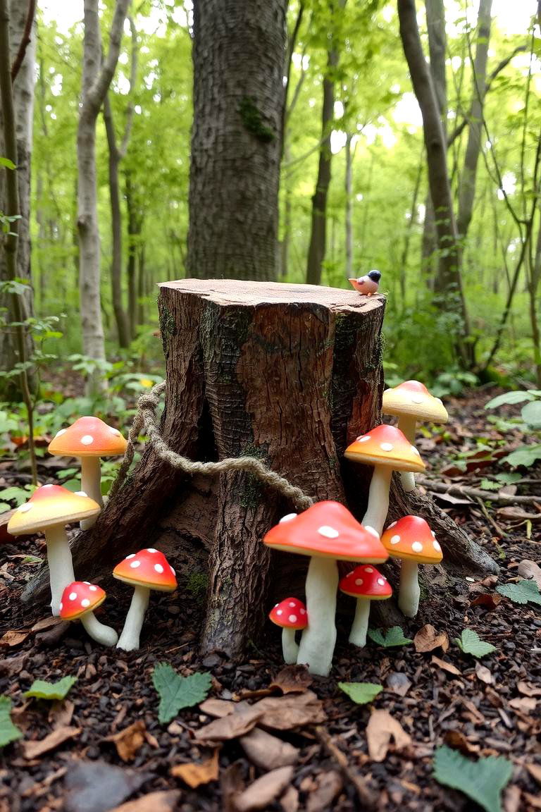 Woodland Mushroom Kingdom - 24 Tree Stump Fairy Garden Ideas
