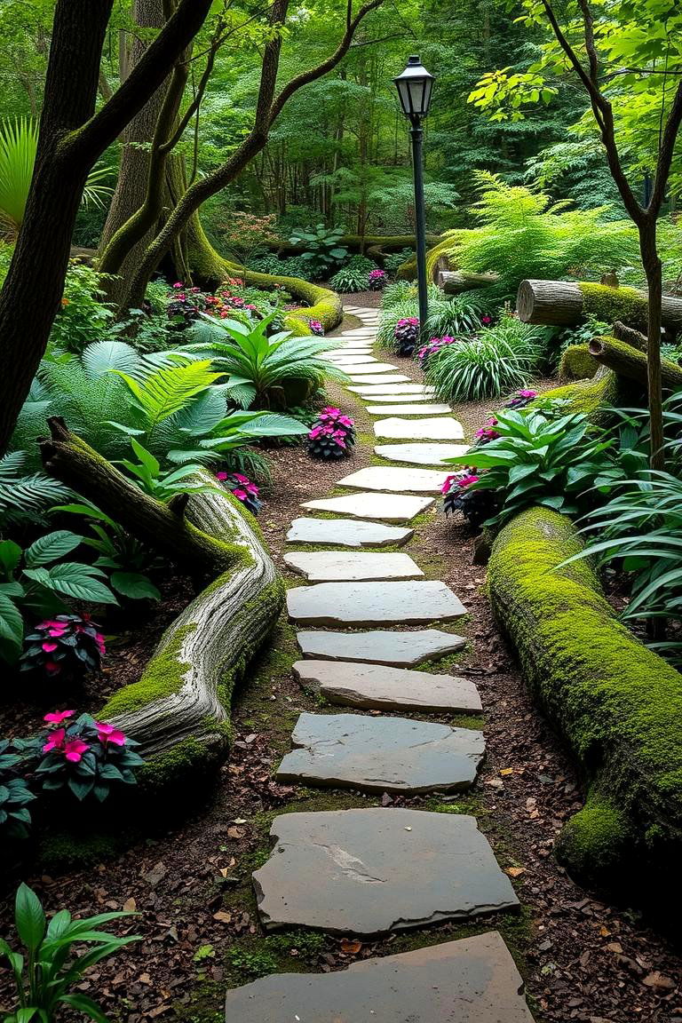 Woodland Path with Stepping Stones - 24 Shade Garden Design Ideas