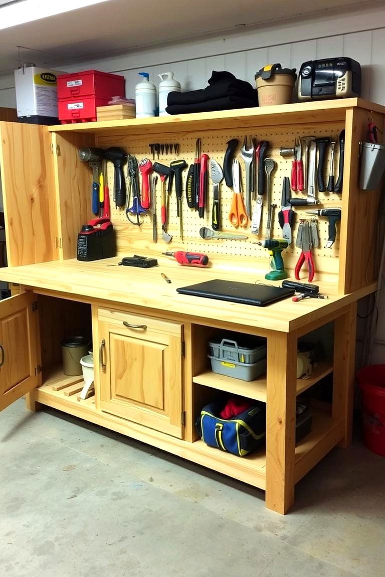 Workbench with Built In Storage - 24 Garage Storage Ideas