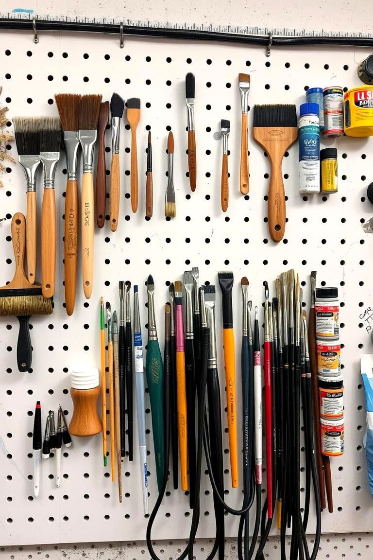 Workshop Painting Supplies - 24 Pegboard Ideas