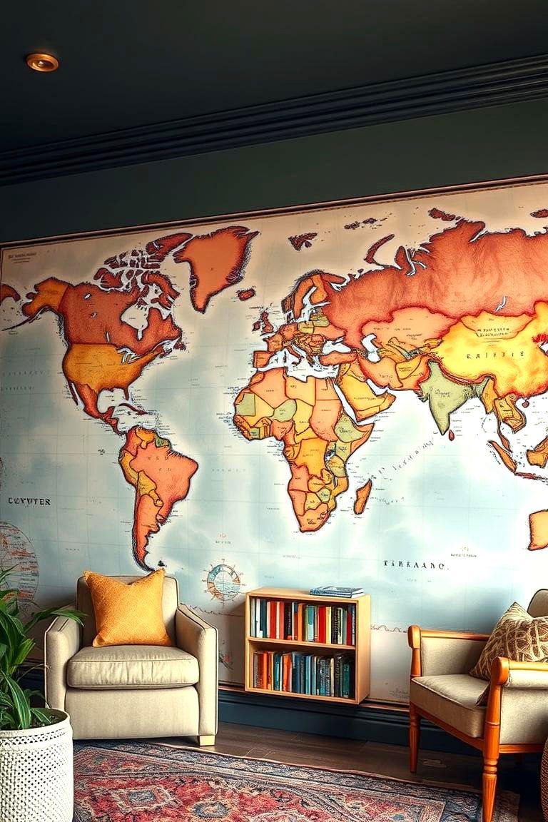 World Map Mural - 24 Wall Mural Ideas