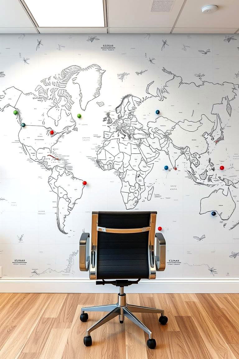 World Map Wallpaper - 24 Office Wallpaper Ideas