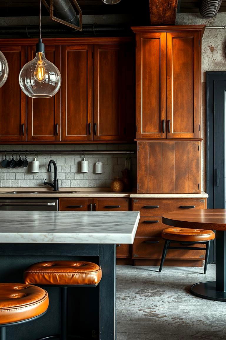 Worn Leather Details - 24 Dirty Kitchen Ideas
