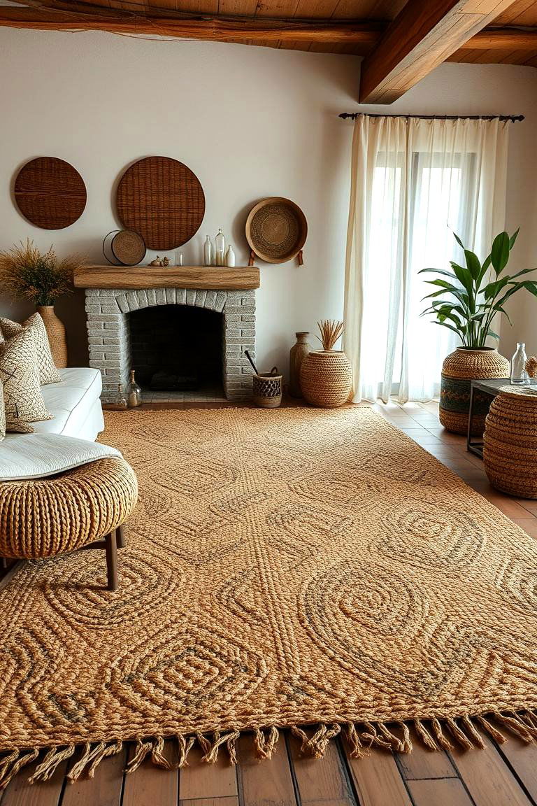 Woven Area Rugs - 24 Cabin Living Room Ideas