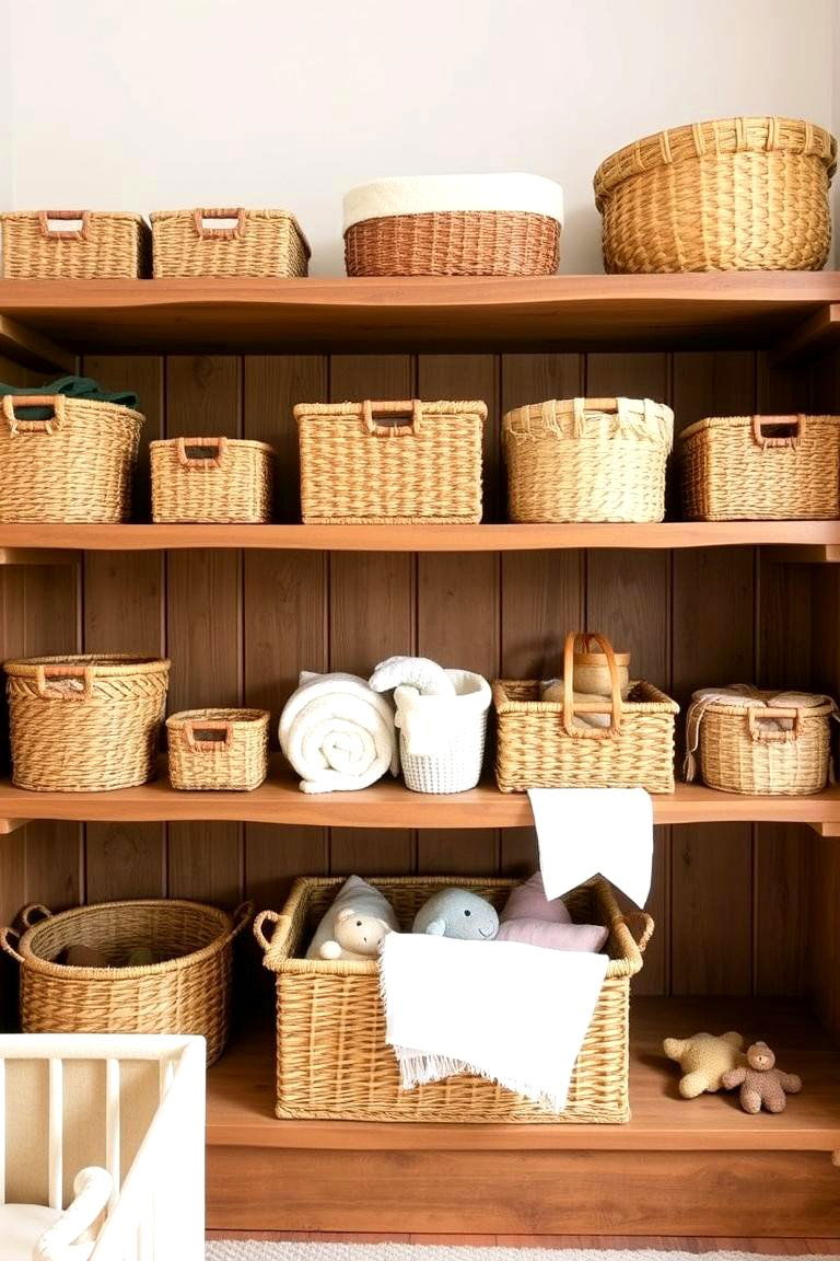 Woven Basket Storage - 24 Rustic Nursery Ideas