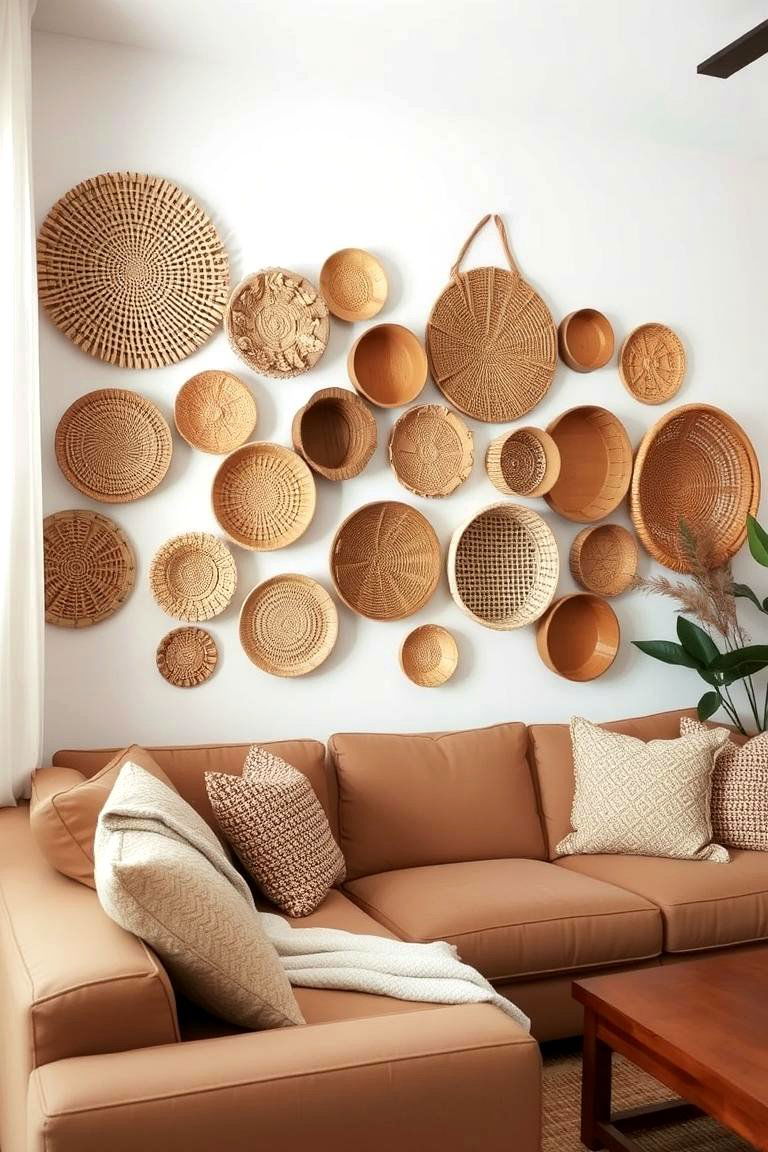Woven Basket Wall Decor - 24 Rustic Decor Ideas
