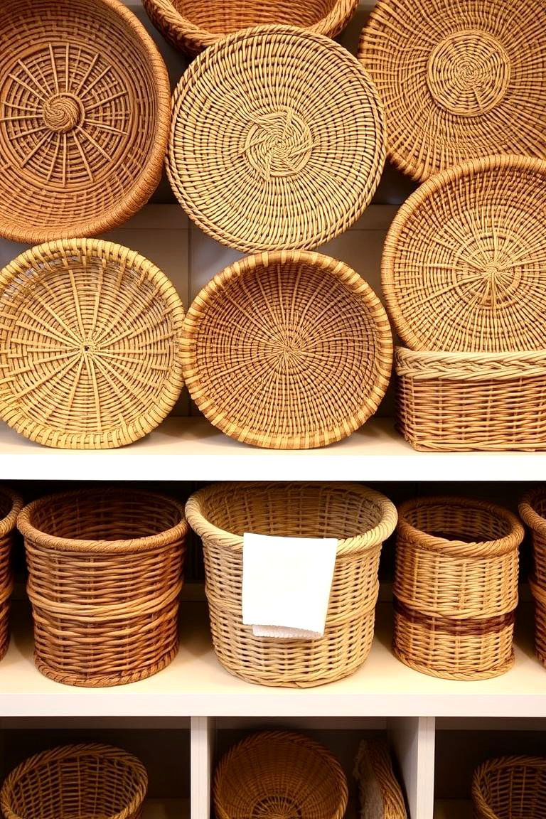 Woven Baskets for Functional Beauty - 24 Boho Farmhouse Decor Ideas