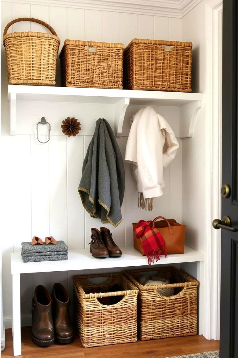 Woven Baskets for Storage - 24 Farmhouse Mudroom Ideas
