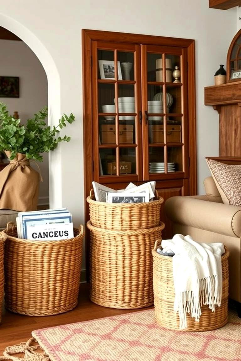 Woven Baskets for Storage - 24 Western Living Room Ideas