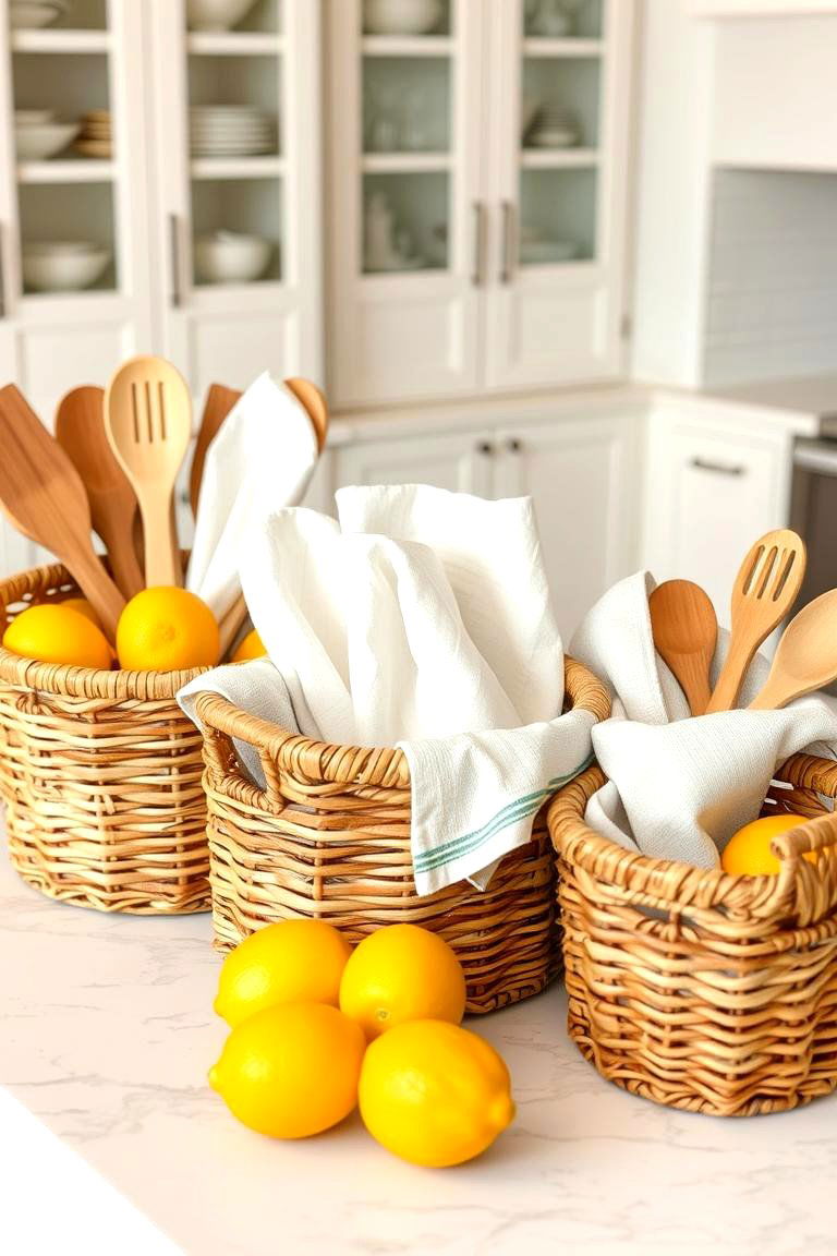 Woven Baskets for Storage and Style - 24 kitchen island decor ideas