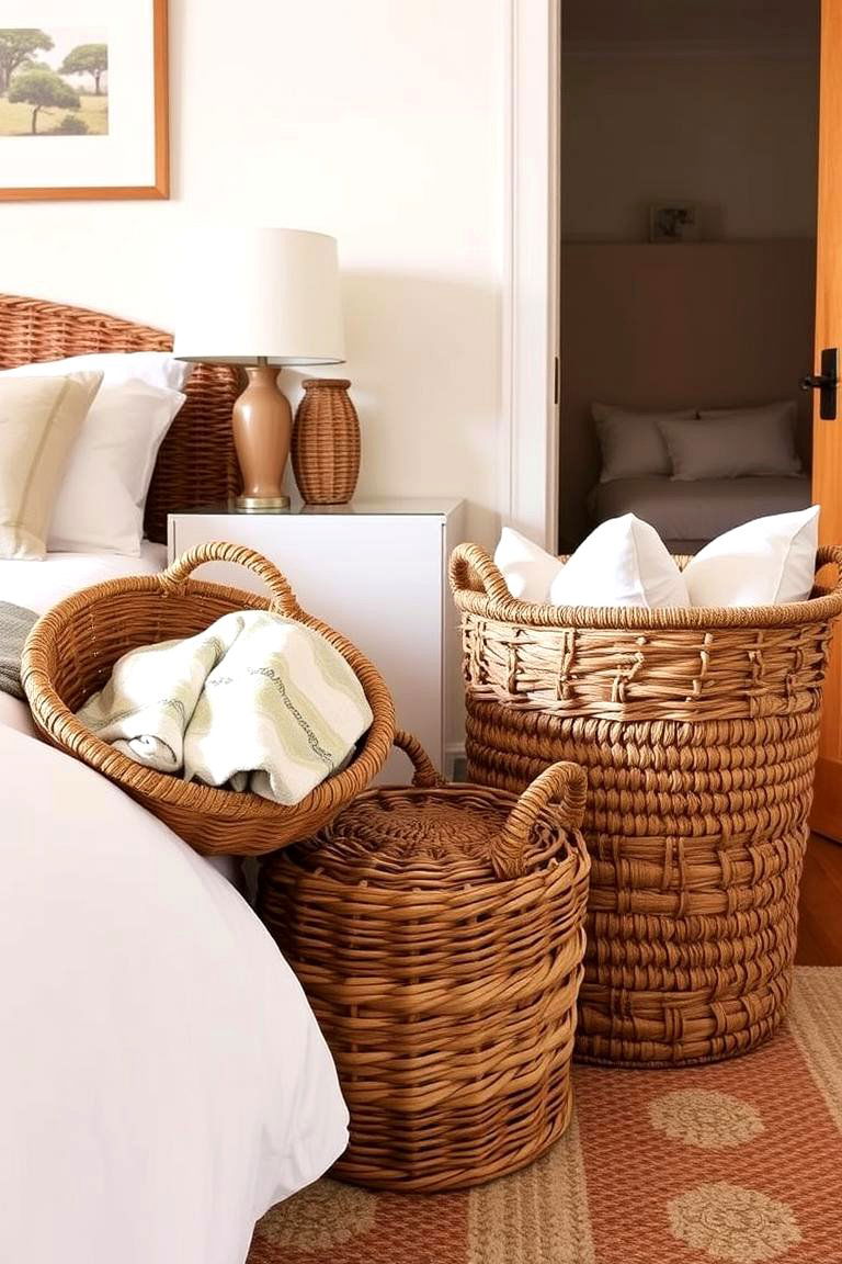 Woven Baskets for Storage and Style - 24 earthy bedroom ideas