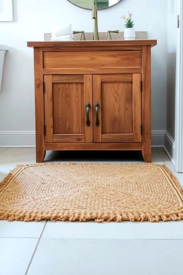 Woven Jute Rugs for a Relaxed Earthy Vibe - 24 Bathroom Rug Ideas