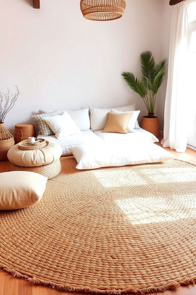 Woven Jute or Sisal Rugs as flooring - 24 Living Room Flooring Ideas
