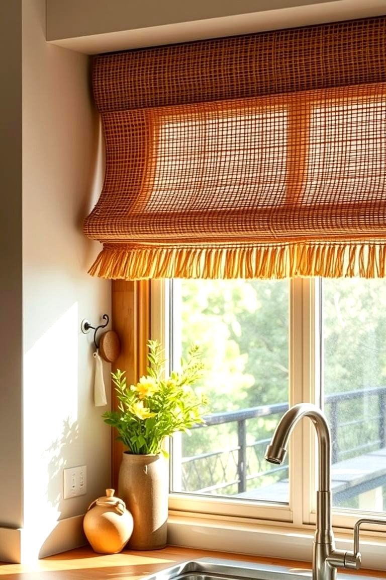 Woven Natural Fiber Valance - 24 Kitchen Valance Ideas