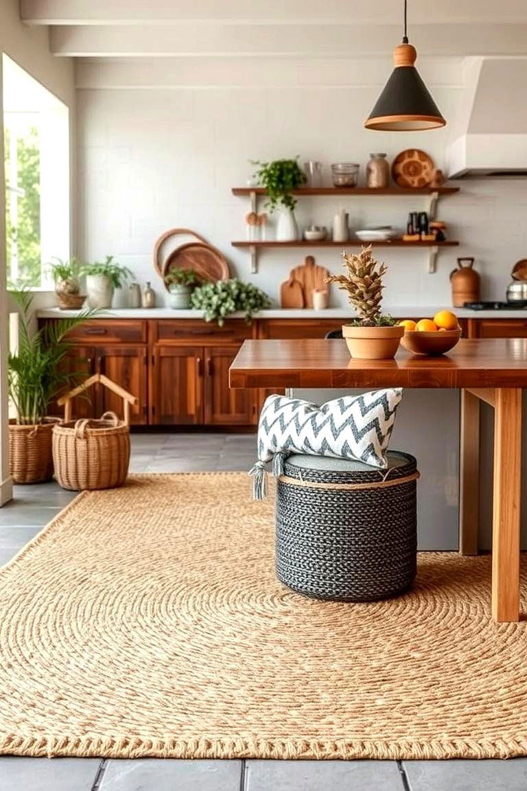 Woven Outdoor Rugs - 24 Rustic Outdoor Kitchen Ideas