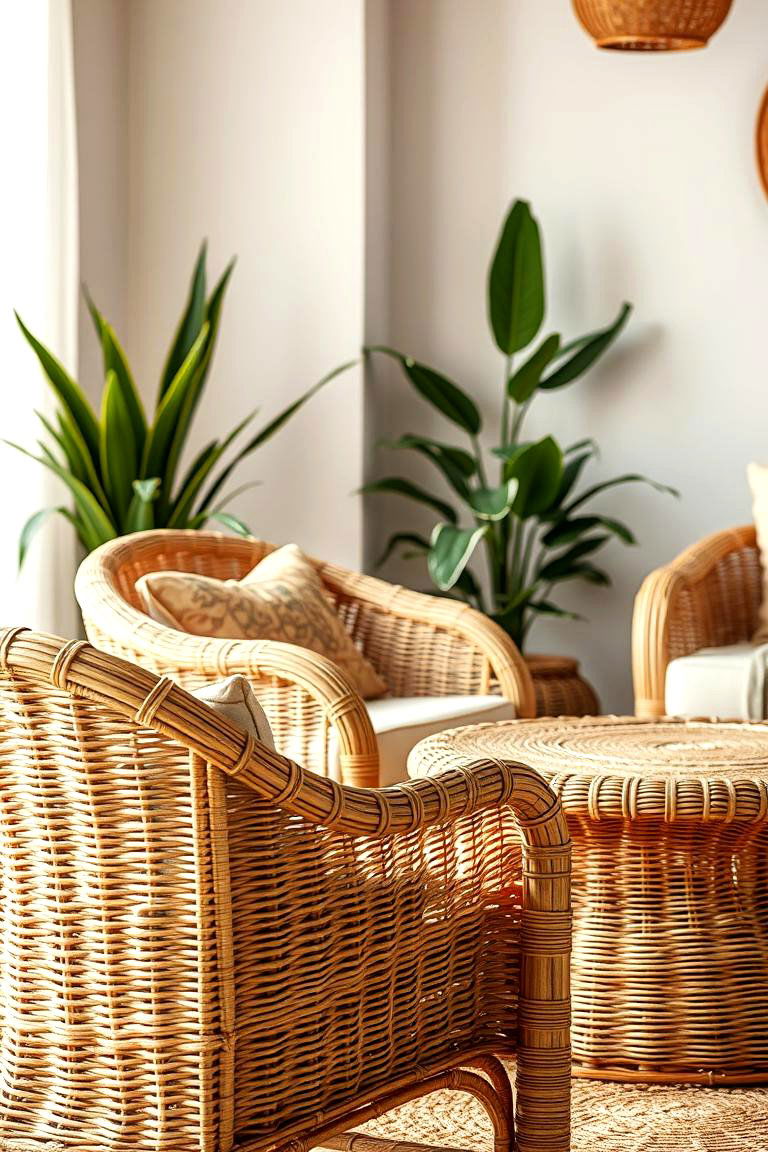 Woven Rattan Furniture - 24 Bohemian Desert Decor Ideas