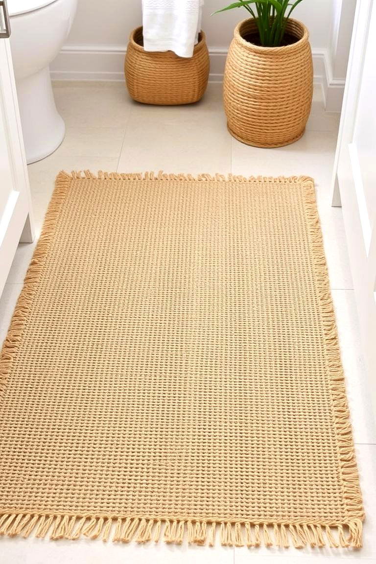 Woven Rugs - 24 Rustic Bathroom Ideas