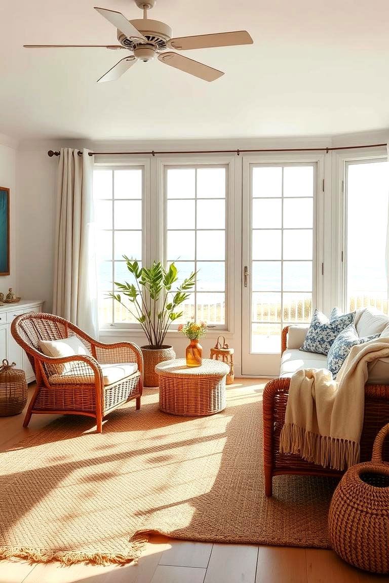 Woven Textures - 24 Beach House Living Room Ideas