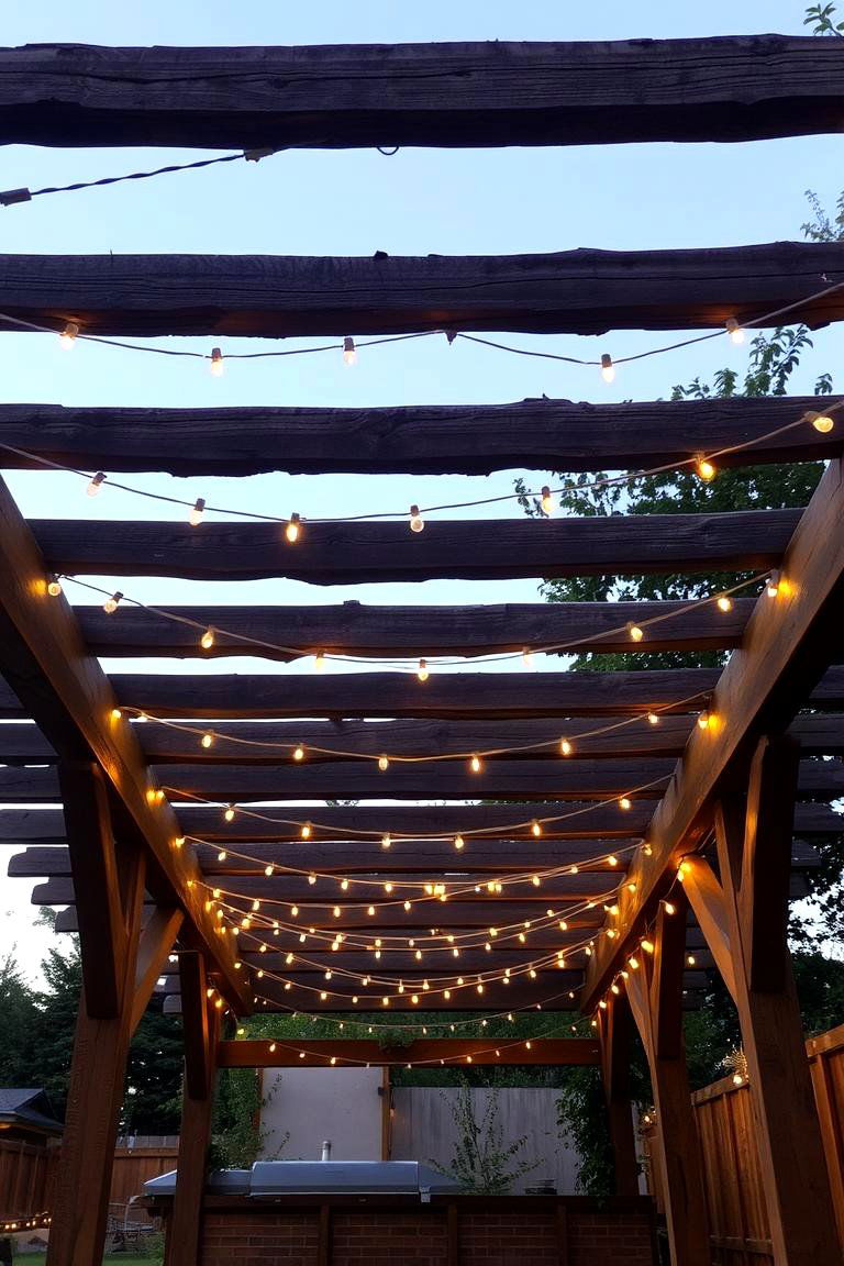 Woven Through Pergola - 24 Patio String Light Ideas