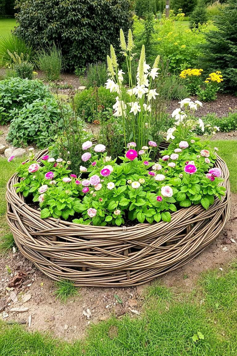 Woven Willow or Branch Beds - 24 Inexpensive Raised Garden Bed Ideas