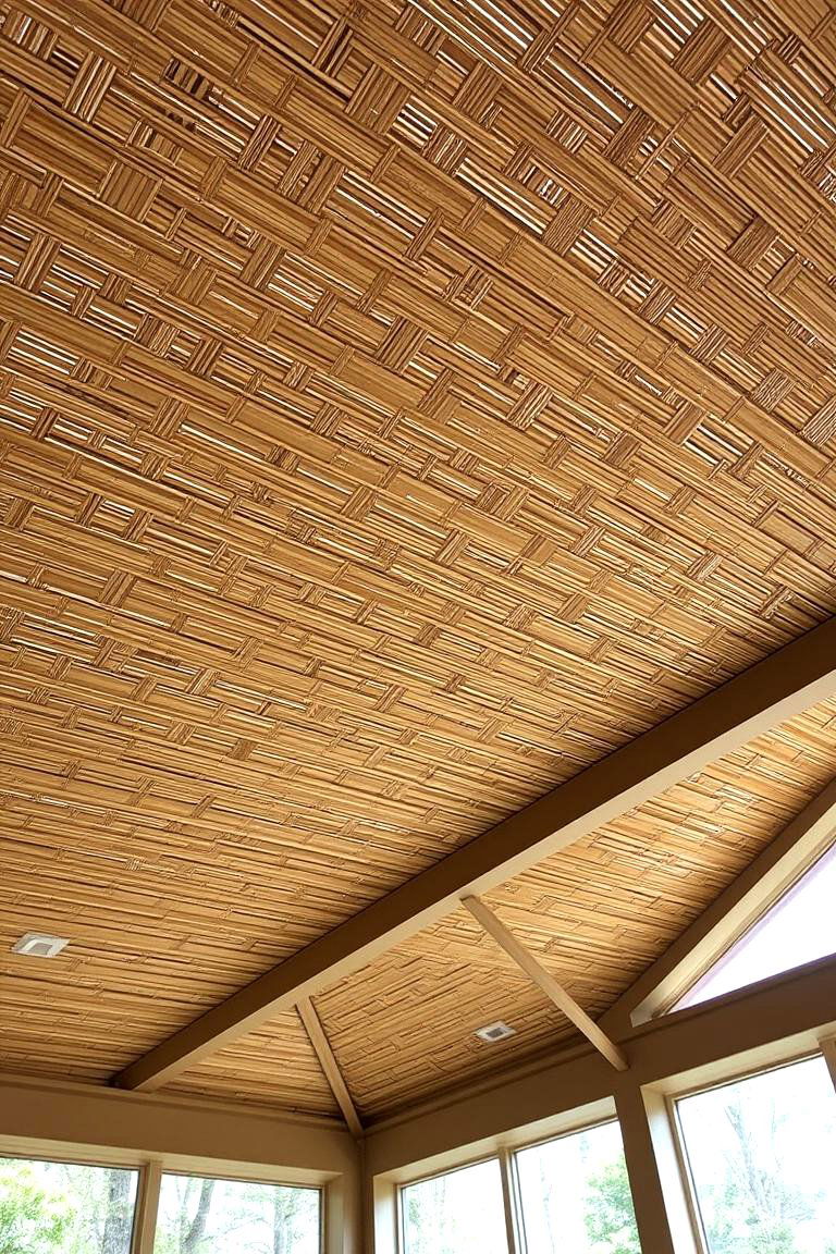 Woven Wood Ceiling - 24 Rustic Ceiling Ideas