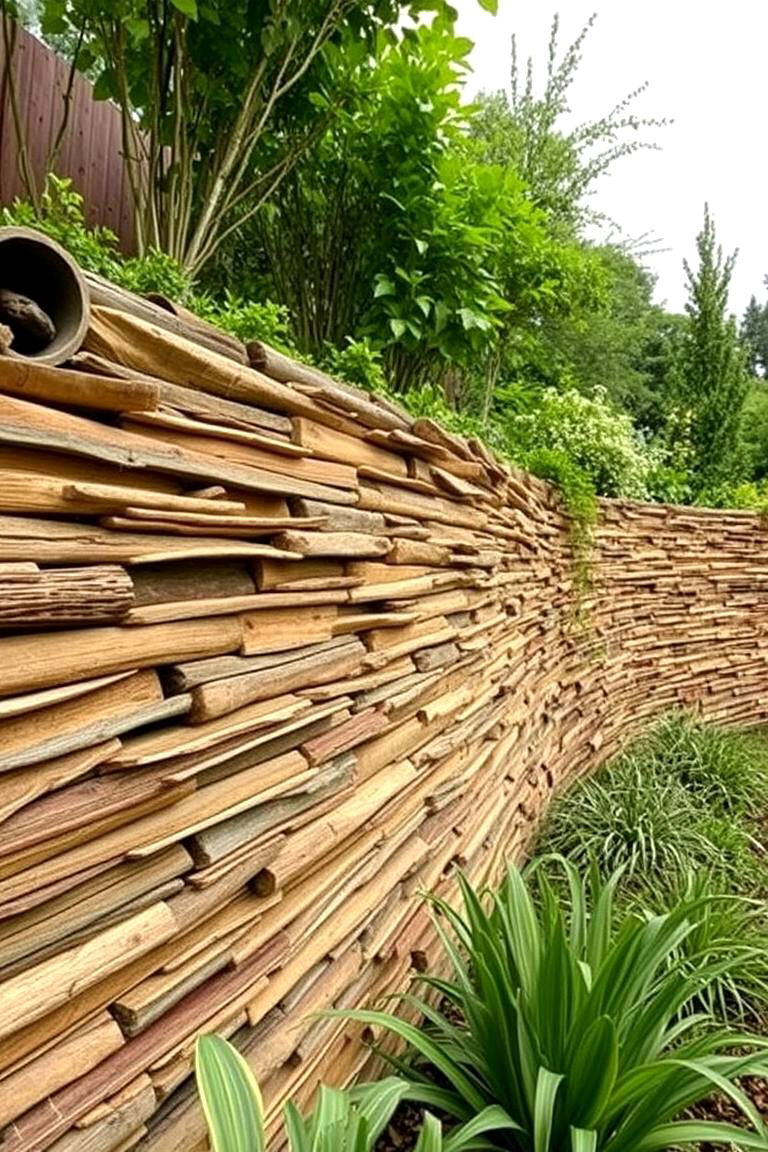 Woven Wood Retaining Wall - 24 Wood Retaining Wall Ideas