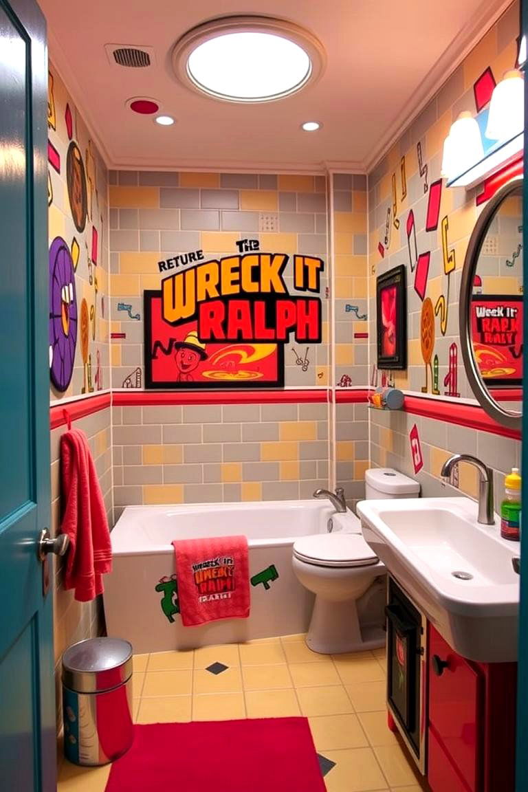Wreck It Ralph Retro Arcade - 24 Disney Bathroom Ideas