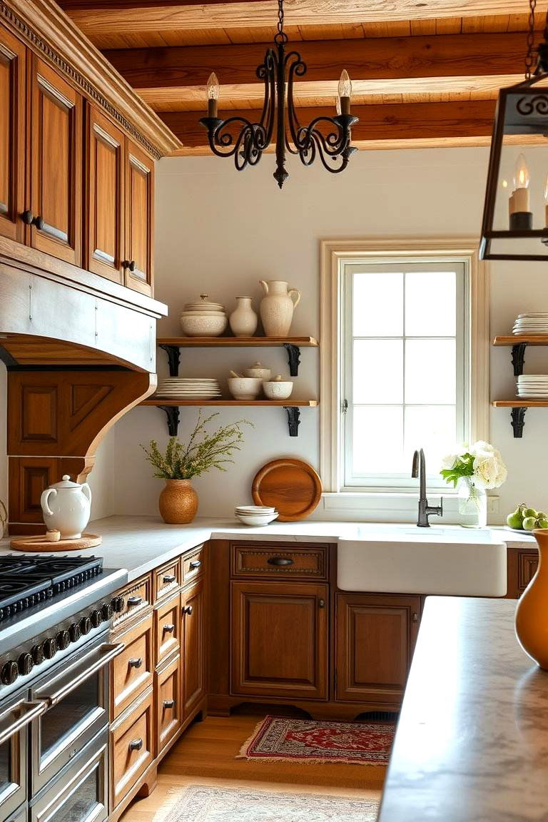 Wrought Iron Accents for Rustic Elegance - 24 French Country Kitchen Ideas