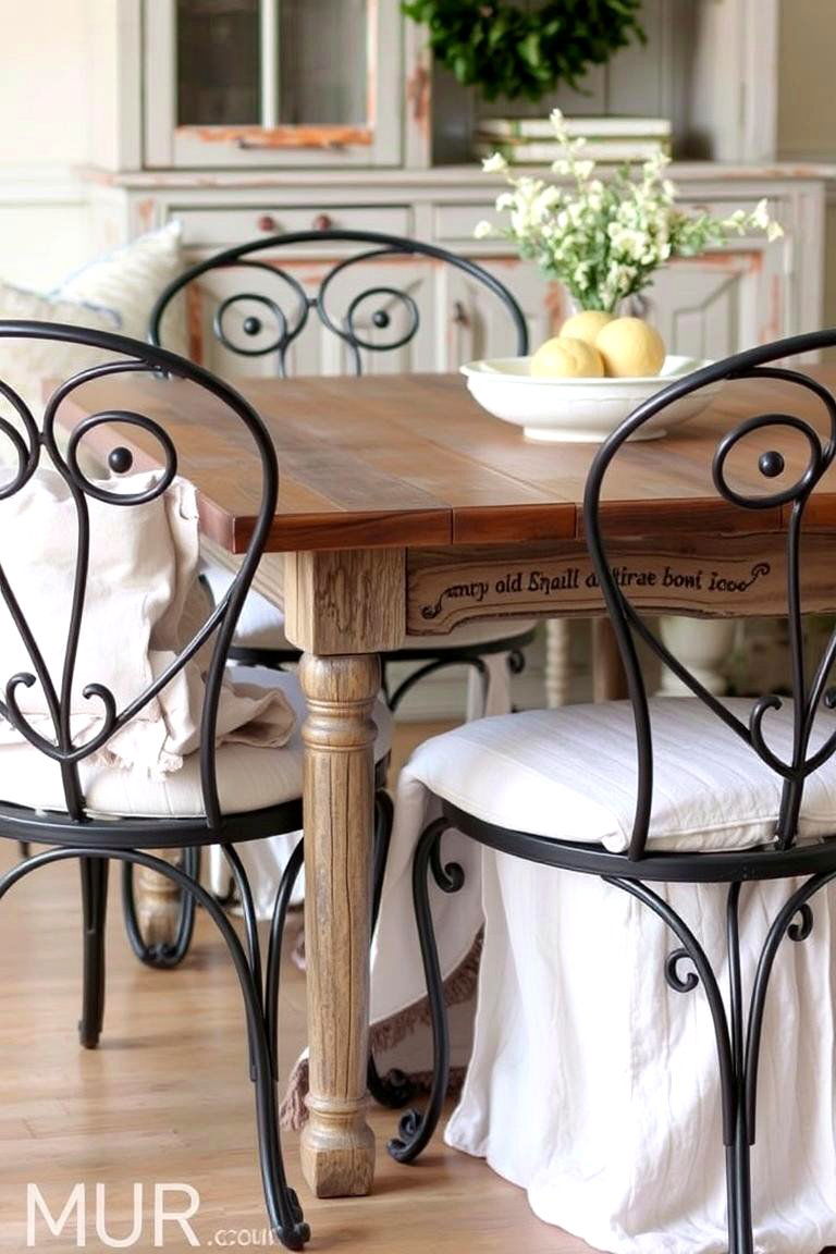 Wrought Iron Accents - 24 French Country Dining Room Ideas