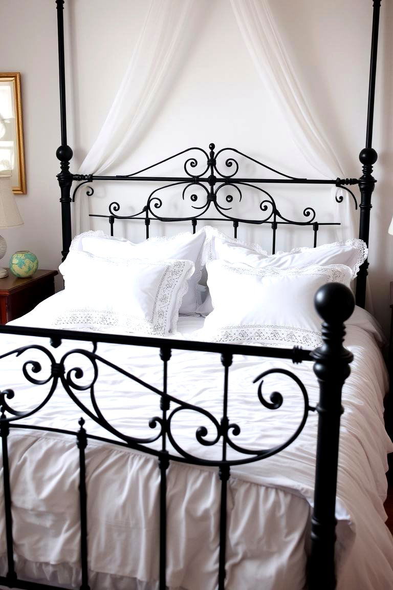 Wrought Iron Bed Frame - 24 Paris-themed Bedroom Ideas