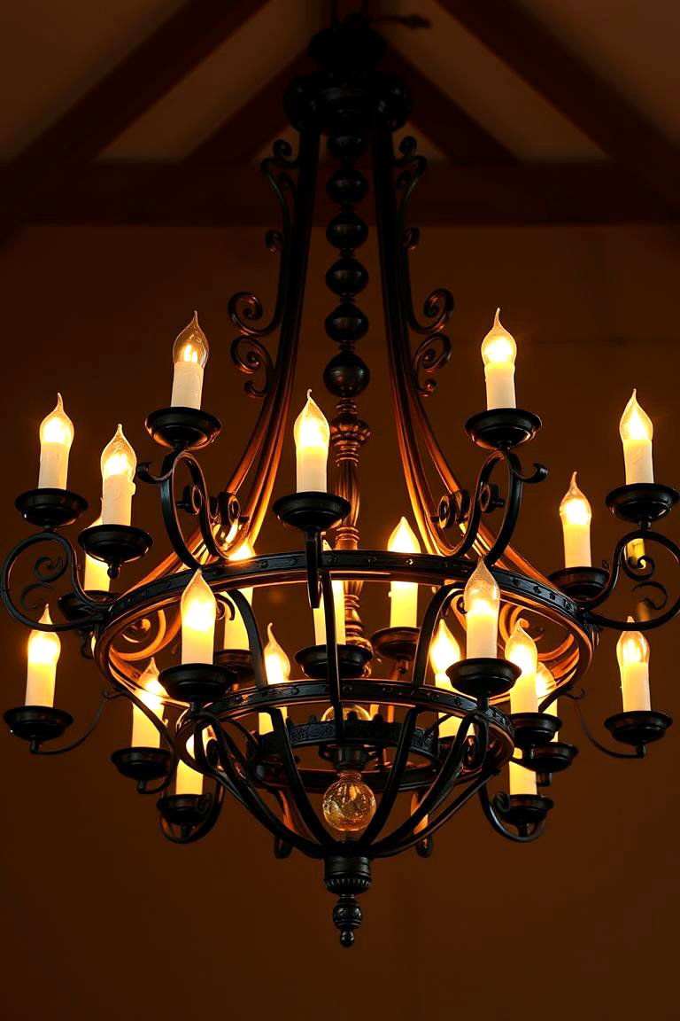 Wrought Iron Chandeliers - 24 Medieval Home Decor Ideas