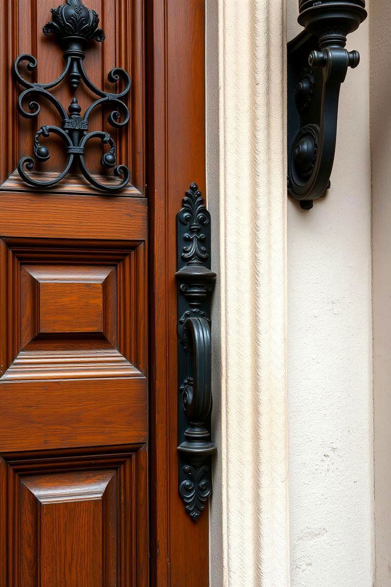 Wrought Iron Detailing for a Classic Look - 24 Colonial Front Door Ideas