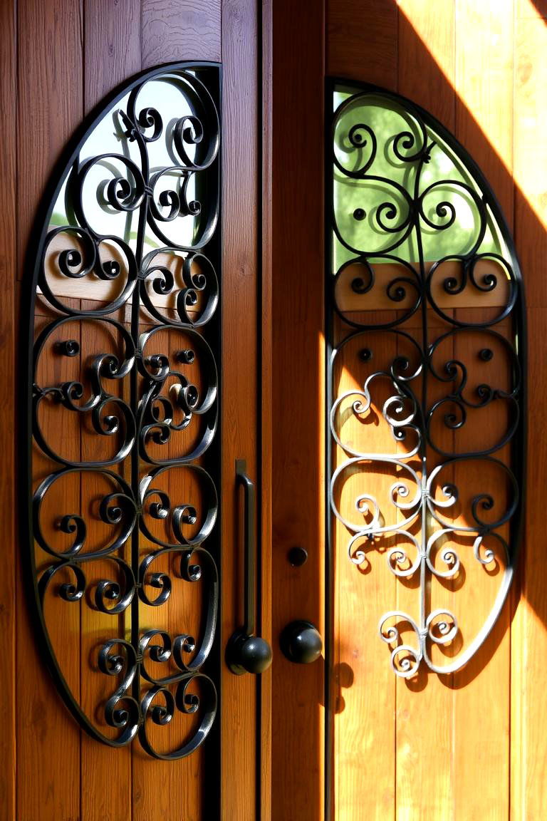Wrought Iron Detailing - 24 Farmhouse Front Door Ideas