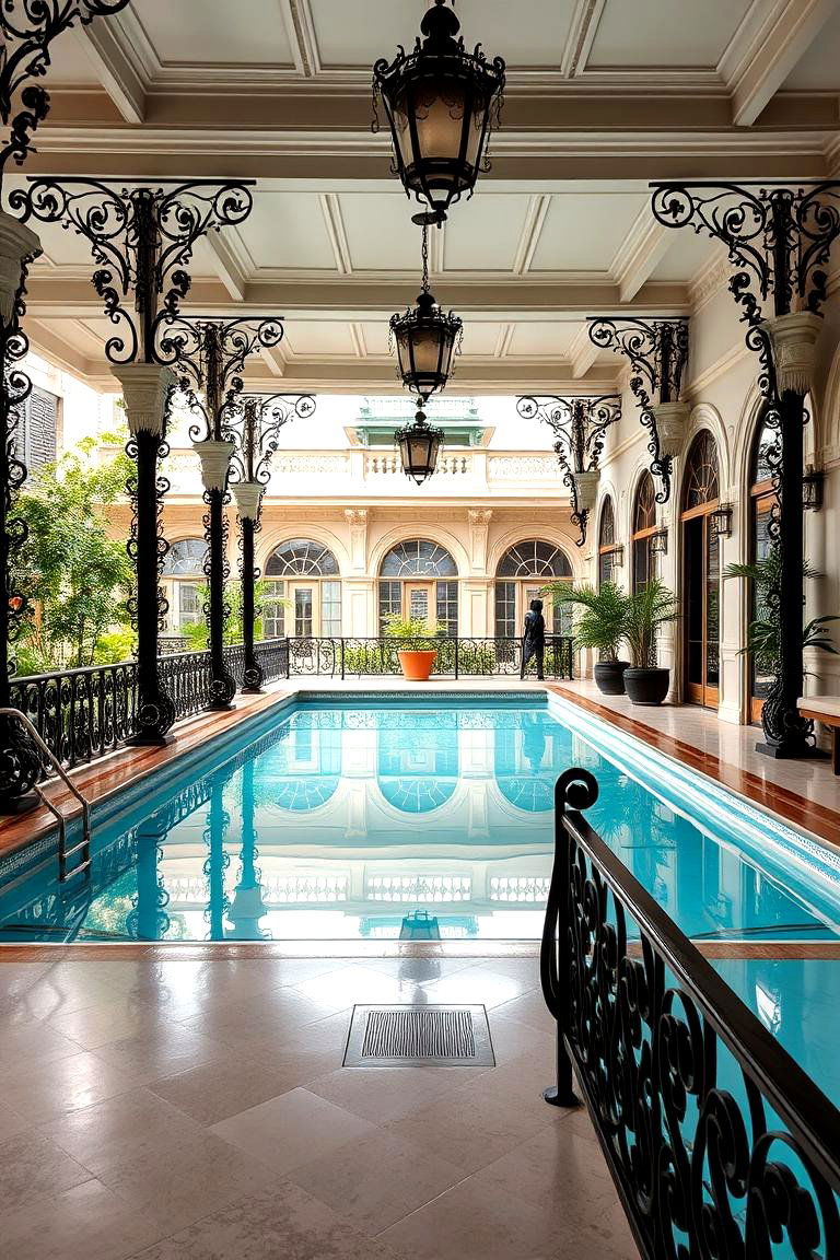 Wrought Iron Elegance - 24 Pool Deck Railing Ideas