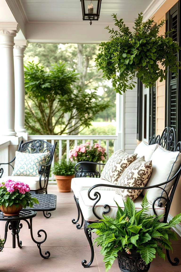 Wrought Iron Furniture for a Vintage Look - 24 Southern Front Porch Ideas